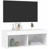TV staliukas TV spintelė su LED lemputėmis, baltos spalvos, 80x30x30cm