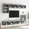 TV staliukas TV spintelė su LED lemputėmis, pilka ąžuolo, 80x30x30cm