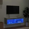 TV staliukas TV spintelė su LED lemputėmis, betono pilka, 100x30x30cm