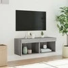 TV staliukas TV spintelė su LED lemputėmis, pilka ąžuolo, 80x30x30cm