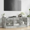TV staliukas TV spintelė su stiklinėmis durelėmis, betono, 102x37x42cm
