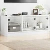 TV staliukas TV spintelė su stiklinėmis durelėmis, balta, 102x37x42cm