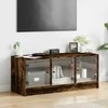 TV staliukas TV spintelė su stiklinėmis durelėmis, dūminė, 102x37x42cm