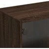 TV staliukas TV spintelė su stiklinėmis durelėmis, ruda ąžuolo, 102x37x42cm