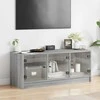 TV staliukas TV spintelė su stiklinėmis durelėmis, pilka ąžuolo, 102x37x42cm
