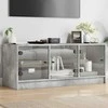 TV staliukas TV spintelė su stiklinėmis durelėmis, betono, 102x37x42cm