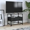 TV staliukas TV spintelė su stikliniu stalviršiu, juoda, 60x35x51cm, mediena