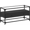 TV staliukas TV spintelė su stikliniu stalviršiu, juoda, 98x35x51cm, mediena