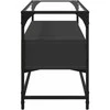 TV staliukas TV spintelė su stikliniu stalviršiu, juoda, 98x35x51cm, mediena