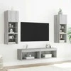 TV staliukas TV spintelės su LED, 2vnt., pilkos ąžuolo, 60x30x30cm