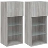 TV staliukas TV spintelės su LED, 2vnt., pilkos ąžuolo, 40,5x30x90cm