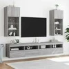 TV staliukas TV spintelės su LED, 2vnt., pilkos ąžuolo, 40,5x30x90cm