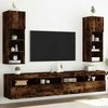 TV staliukas TV spintelės su LED, 2vnt., dūminio ąžuolo, 30,5x30x90cm