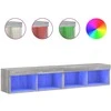 TV staliukas TV spintelės su LED, 2vnt., pilkos ąžuolo, 80x30x30cm