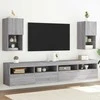 TV staliukas TV spintelės su LED, 2vnt., pilkos ąžuolo, 30,5x30x60cm