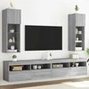 TV staliukas TV spintelės su LED, 2vnt., pilkos ąžuolo, 30,5x30x90cm