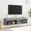 TV staliukas TV spintelės su LED, 2vnt., pilkos ąžuolo, 60x30x30cm