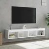 TV staliukas TV spintelės su LED lemputėmis, 2vnt., baltos, 80x30x30cm