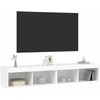 TV staliukas TV spintelės su LED lemputėmis, 2vnt., baltos, 80x30x30cm