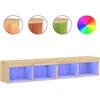 TV staliukas TV spintelės su LED lemputėmis, 2vnt., ąžuolo, 80x30x30cm