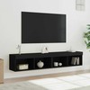 TV staliukas TV spintelės su LED lemputėmis, 2vnt., juodos, 80x30x30cm