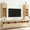 TV staliukas TV spintelės su LED lemputėmis, 2vnt., ąžuolo, 30,5x30x90cm