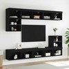 TV staliukas TV spintelės su LED lemputėmis, 2vnt., juodos, 80x30x30cm