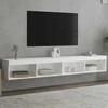 TV staliukas TV spintelės su LED lemputėmis, 2vnt., baltos, 100x30x30cm