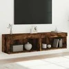 TV staliukas TV spintelės su LED lemputėmis, 2vnt., dūminės, 60x30x30cm