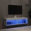 TV staliukas TV spintelės su LED lemputėmis, 2vnt., baltos, 60x30x30cm