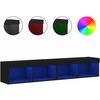 TV staliukas TV spintelės su LED lemputėmis, 2vnt., juodos, 80x30x30cm