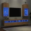 TV staliukas TV spintelės su LED lemputėmis, 2vnt., ąžuolo, 40,5x30x90cm