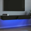 TV staliukas TV spintelės su LED lemputėmis, 2vnt., juodos, 60x35x15,5cm