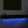 TV staliukas TV spintelės su LED lemputėmis, 2vnt., juodos, 60x35x15,5cm