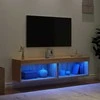 TV staliukas TV spintelės su LED lemputėmis, 2vnt., ąžuolo, 60x30x30cm