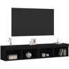 TV staliukas TV spintelės su LED lemputėmis, 2vnt., juodos, 80x30x30cm