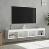 TV staliukas TV spintelės su LED lemputėmis, 2vnt., baltos, 80x30x30cm
