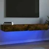 TV staliukas TV spintelės su LED lemputėmis, 2vnt., dūminės, 60x35x15,5cm