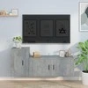 TV staliukas TV spintelių komplektas, 2 dalių, betono pilkas, mediena