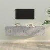 TV staliukas TV spintelių komplektas, 3 dalių, betono pilkas, mediena