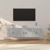 TV staliukas TV spintelių komplektas, 3 dalių, betono pilkas, mediena