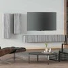 TV staliukas TV spintelių komplektas, 4 dalių, pilkas ąžuolo, mediena