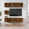 TV staliukas TV spintelių komplektas, 7 dalių, dūminio ąžuolo, mediena