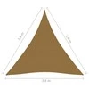 Uždanga nuo saulės, taupe spalvos, 3,6x3,6x3,6m, HDPE, 160g/m²