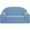 Vaikiška dvivietė sofa-lova, mėlynos spalvos, minkštas pliušas