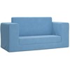 Vaikiška dvivietė sofa-lova, mėlynos spalvos, minkštas pliušas