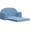 Vaikiška dvivietė sofa-lova, mėlynos spalvos, minkštas pliušas