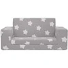 Vaikiška dvivietė sofa-lova, pilka, pliušas, su žvaigždėmis