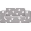 Vaikiška dvivietė sofa-lova, pilka, pliušas, su žvaigždėmis