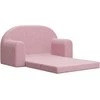 Vaikiška dvivietė sofa-lova, rožinės spalvos, minkštas pliušas